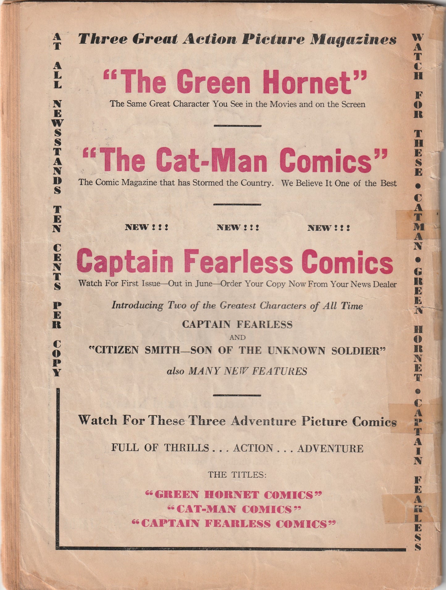 Cat-Man Comics #8 (1941) - Classic Hitler, Stalin & Mussolini cover