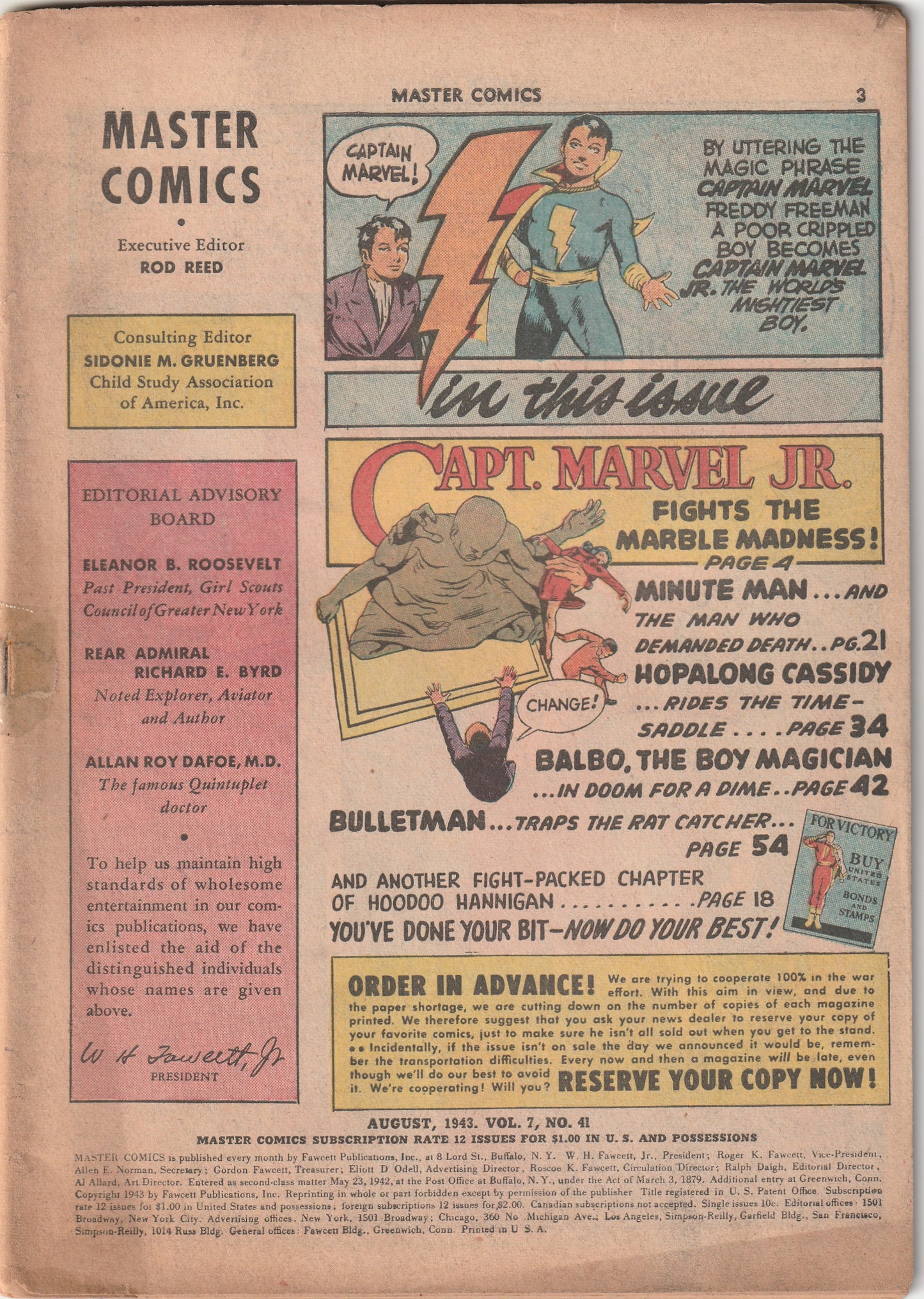 Master Comics Vol 7 #41 (1943) - *Coverless* Bulletman, Capt Marvel Jr & Bulletgirl