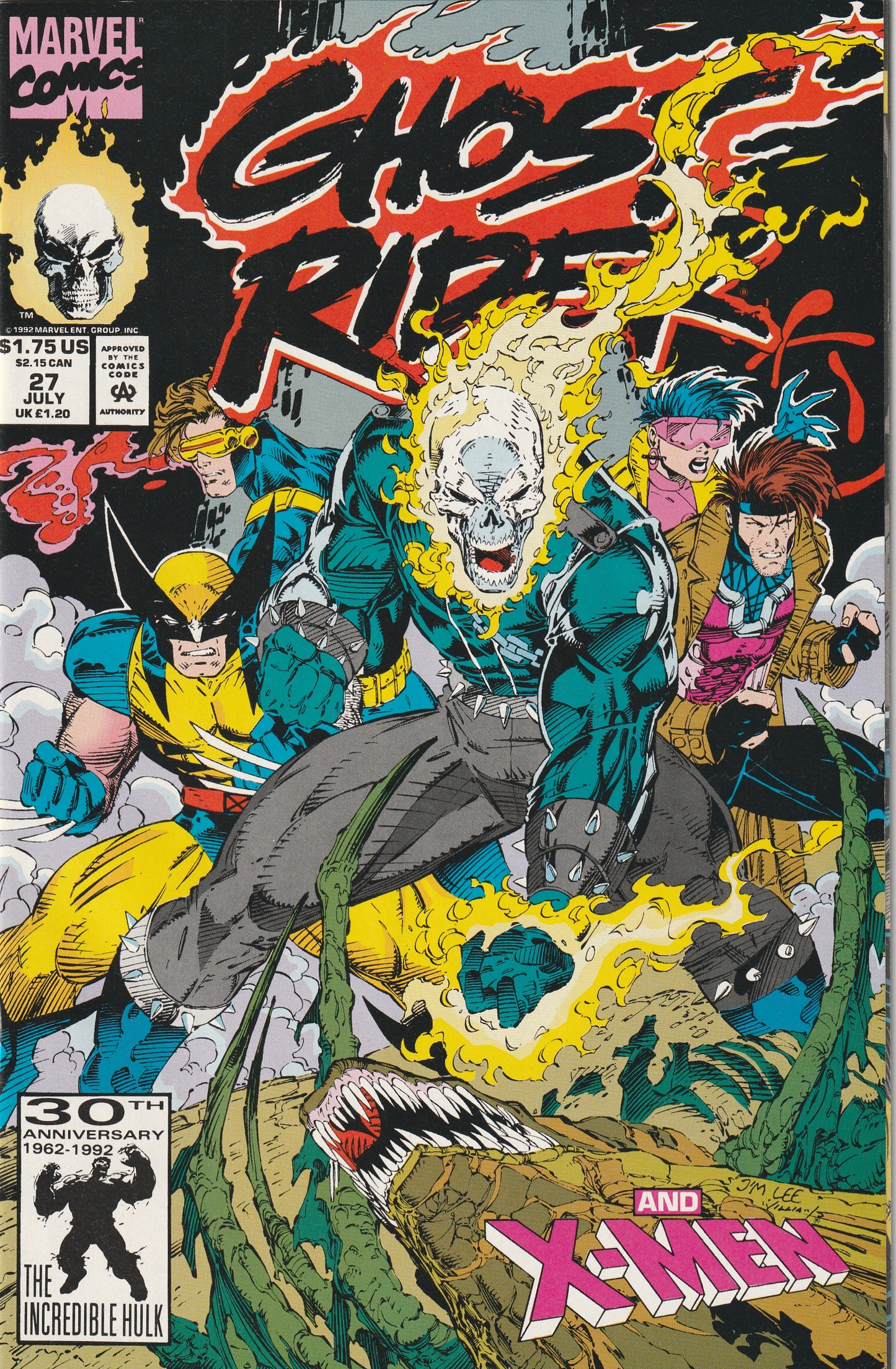 Ghost Rider #27 (1992) - Jim Lee cover, X-Men Blue-Team Appearance