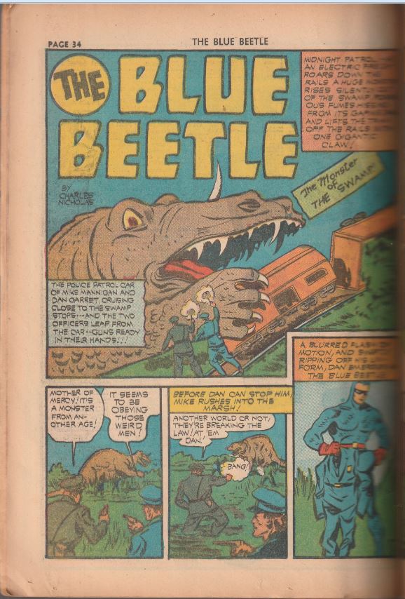 Blue Beetle #10 (1941) - Bondage & hypodermic needle cover