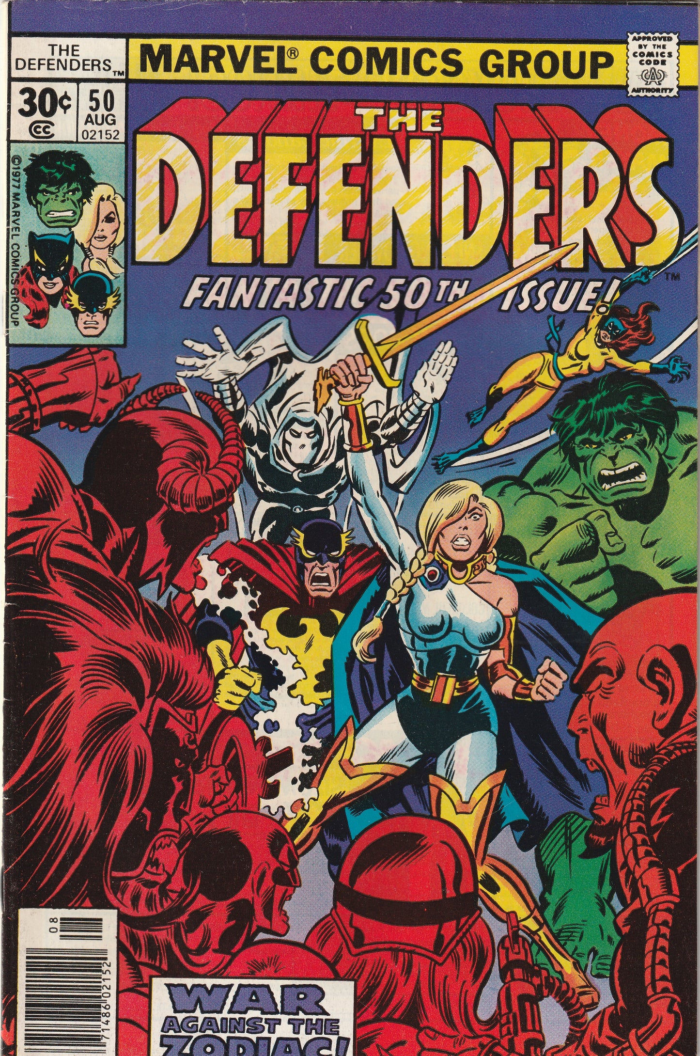 Defenders #50 (1977) - 1st Full new Zodiac II Team Appearance, Moon Knight Appearance