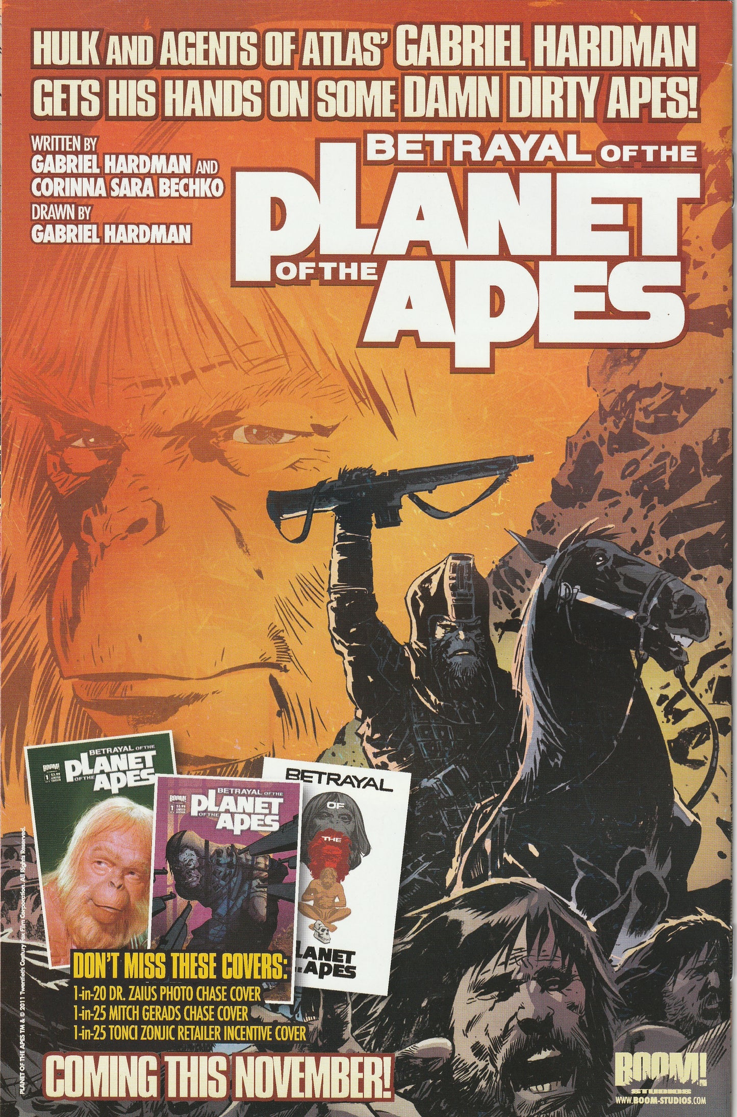 Planet of the Apes #7 (2011) - Cover B by Damian Couceiro