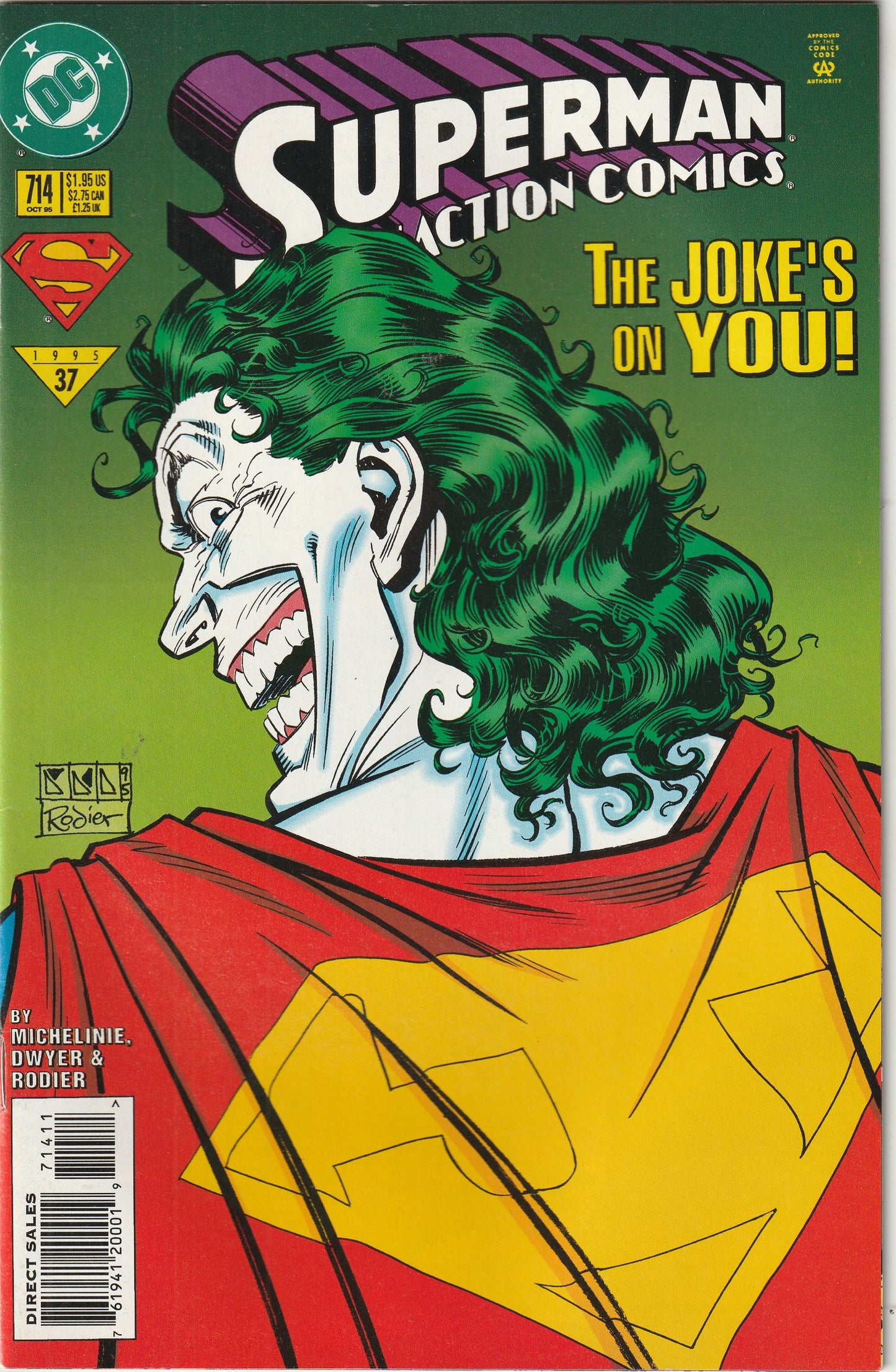 Action Comics #714 (1995) - Classic Joker cover