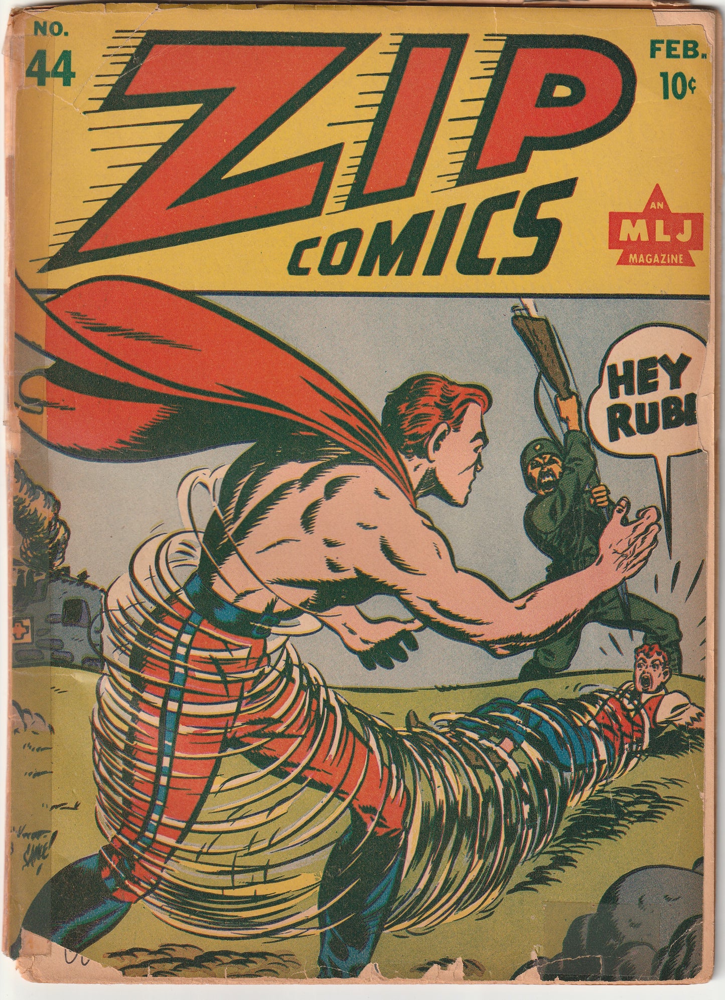 ZIP Comics #44 (1944) - World War II cover - Autographed by Otto Binder