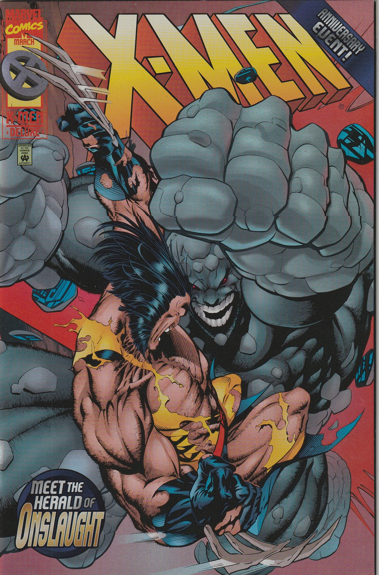 X-Men #50 (1996) - Prismatic Foil Cover, 1st Appearance of Post (Kevin Tremain), Onslaughts Herald.