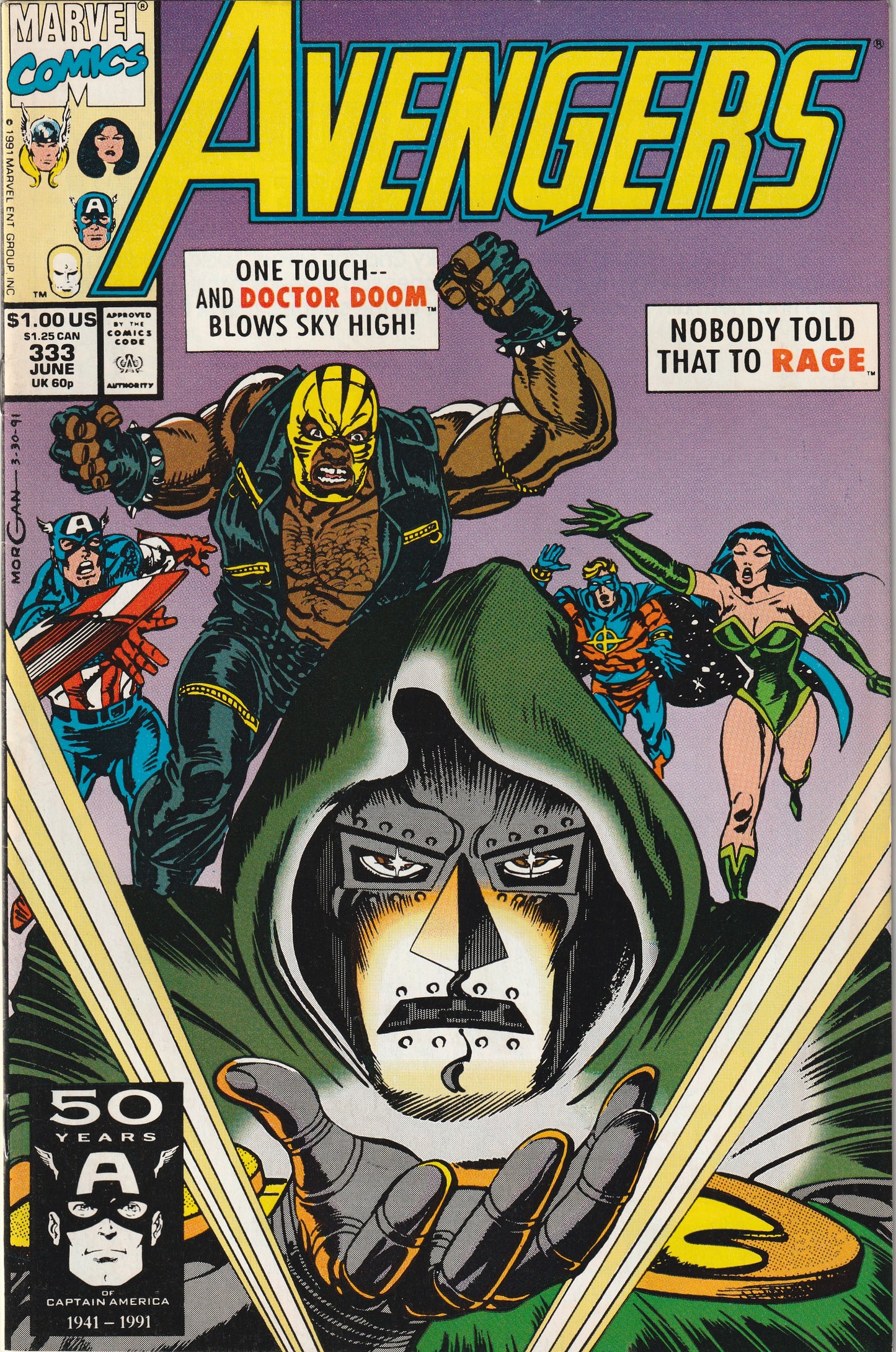 Avengers #333 (1991) - Doctor Doom, Fantastic Four, Black Knight, Wolverine appearance.