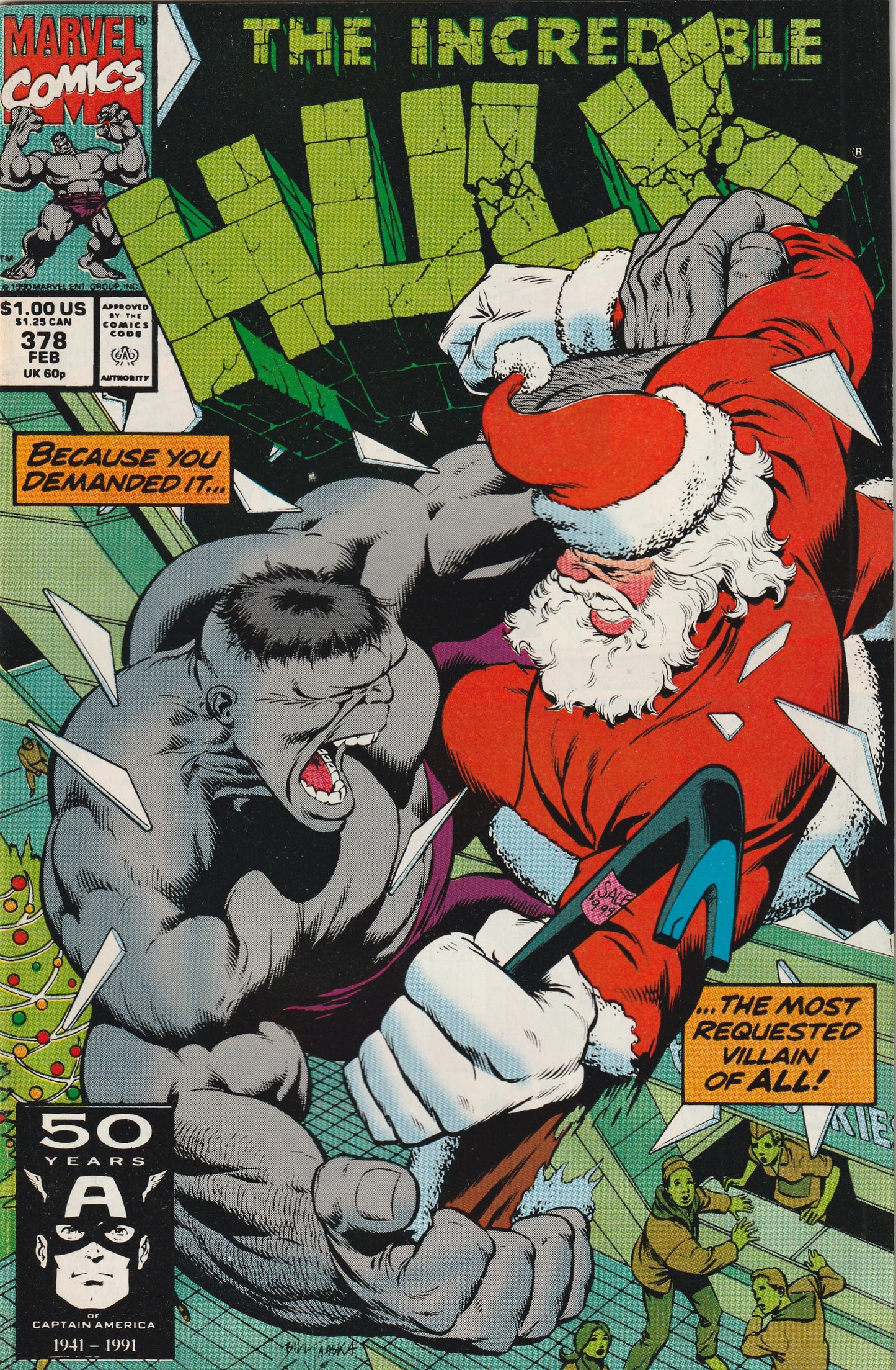 Incredible Hulk #378 (1991) - Hulk fights Santa