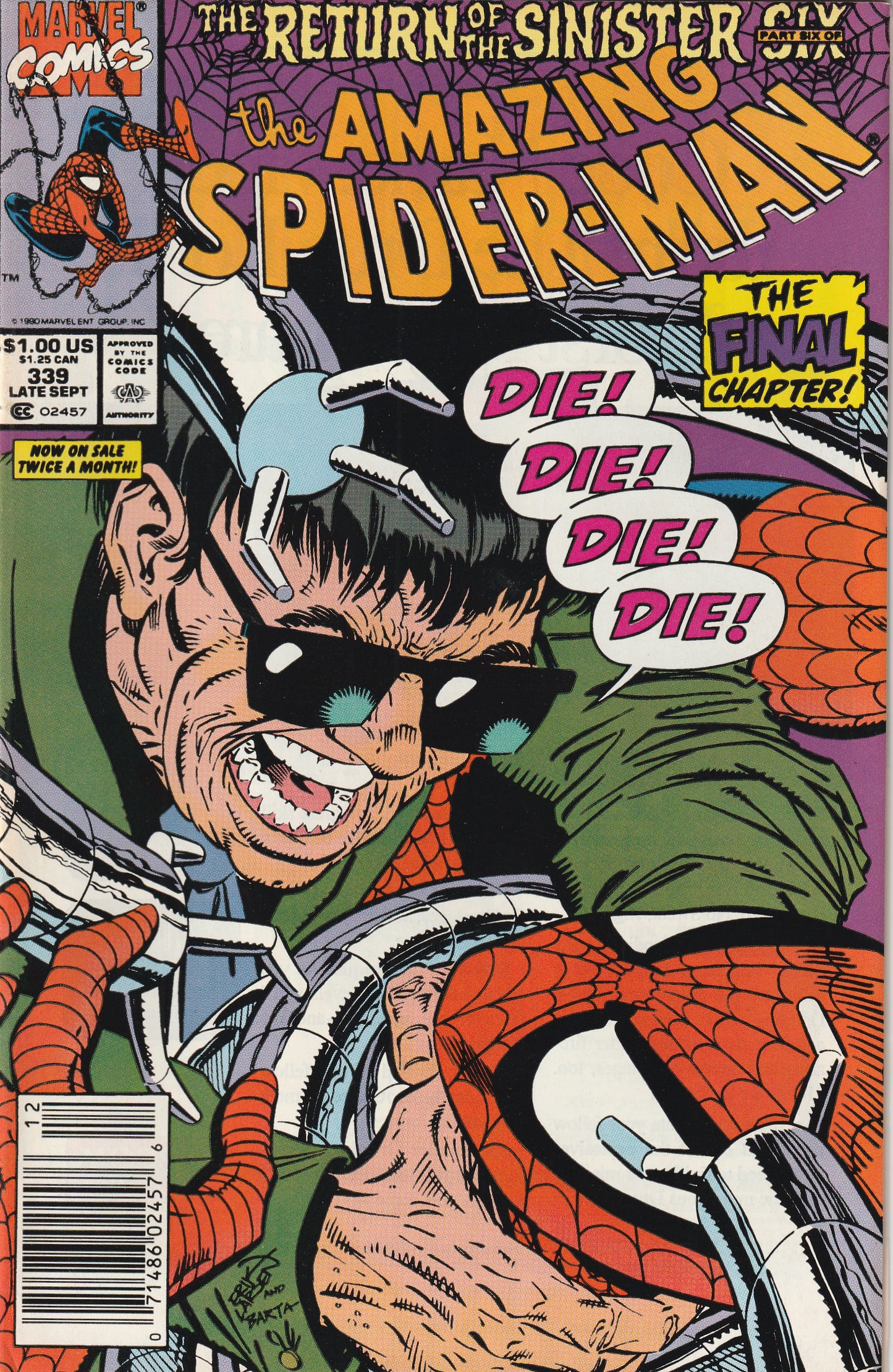 Amazing Spider-Man #339 (1990) - Return of the Sinister Six - Newsstand edition
