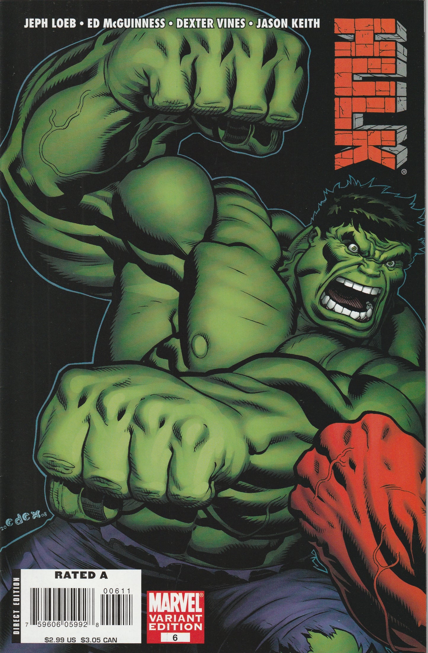 Hulk #6 (2008) - Green Hulk Connecting Variant cover