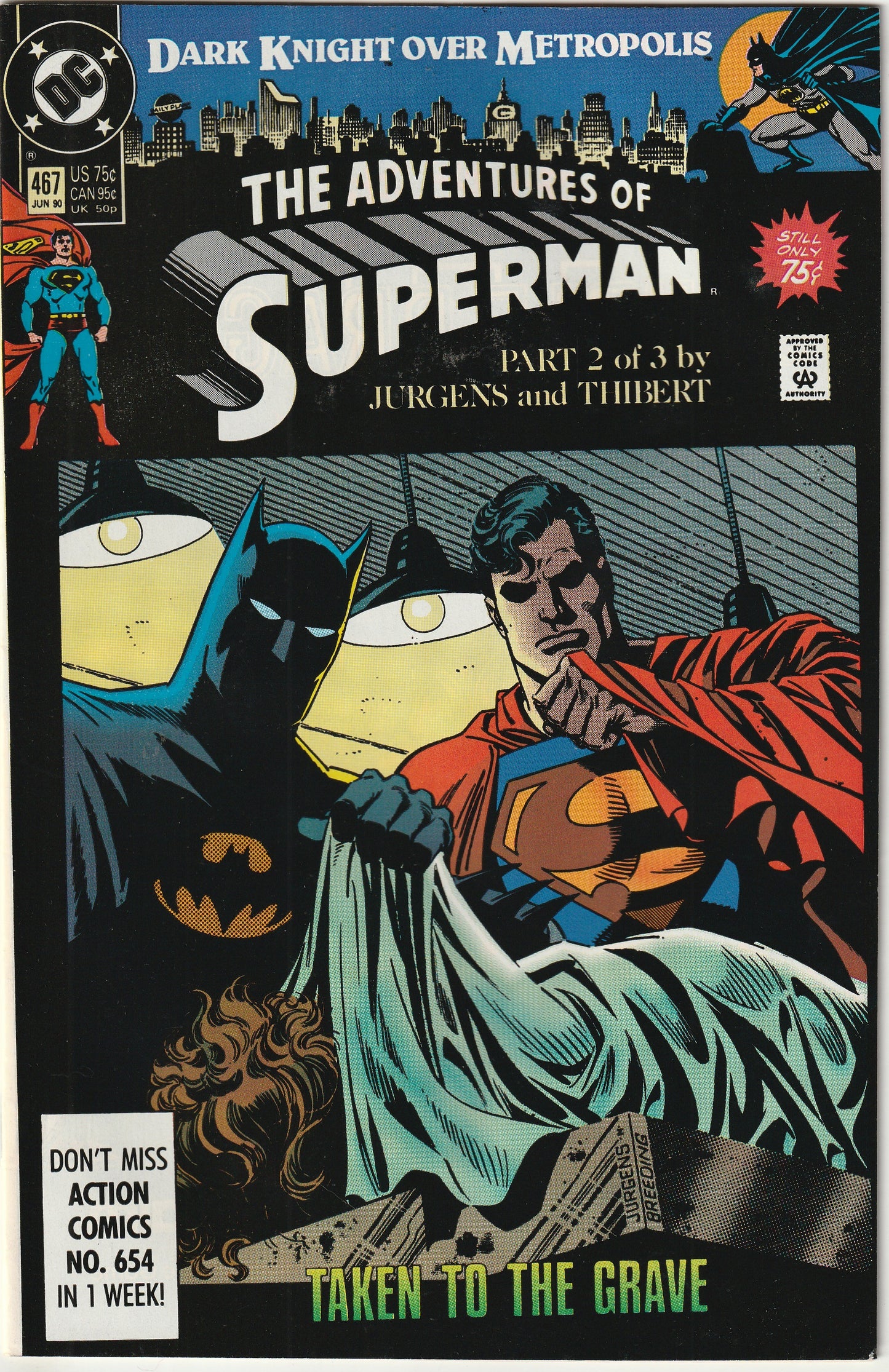 Adventures of Superman #467 (1990) - Dark Knight over Metropolis
