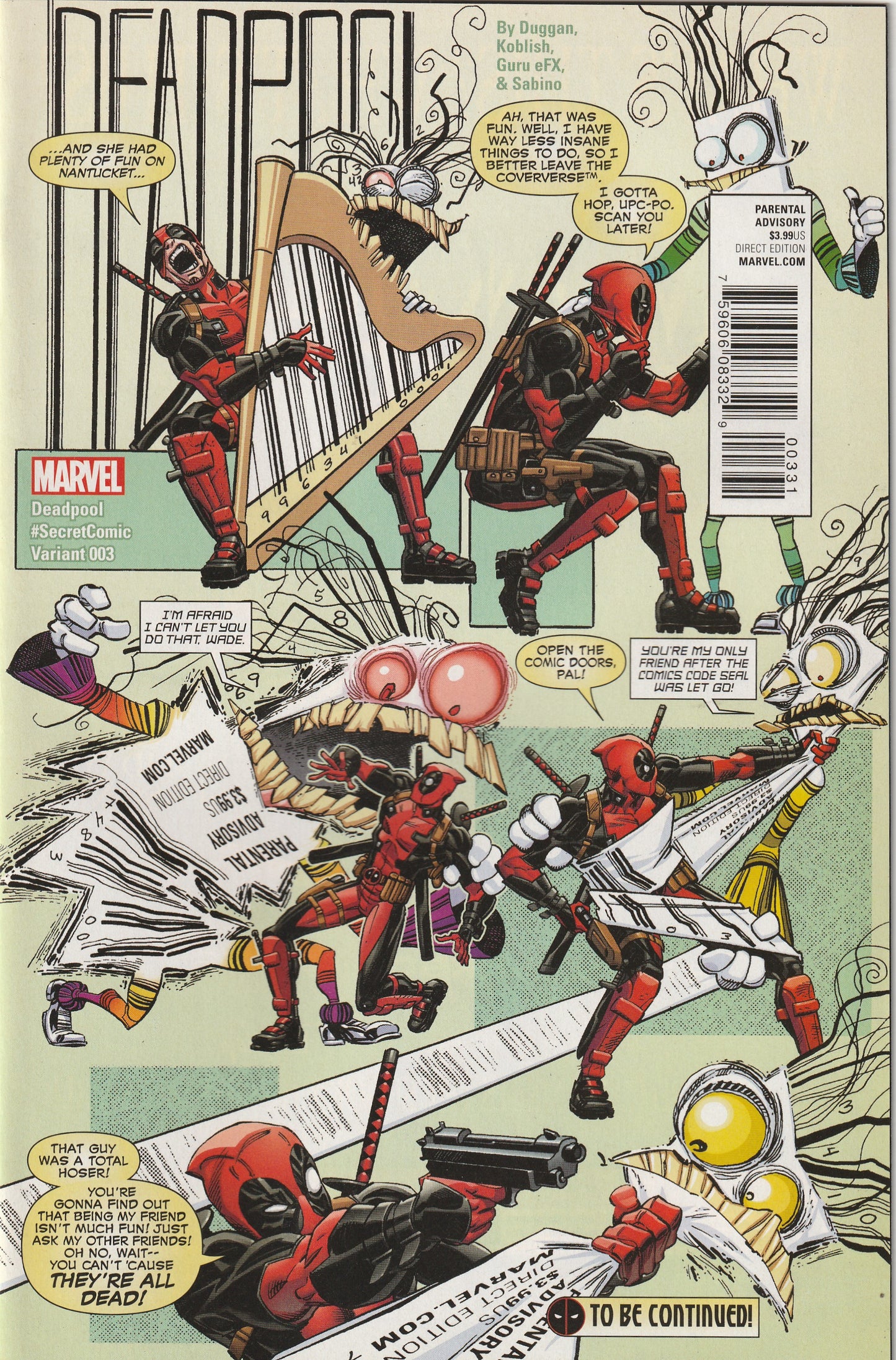 Deadpool #3 (2016) - Scott Koblish Secret Comic Variant Cover