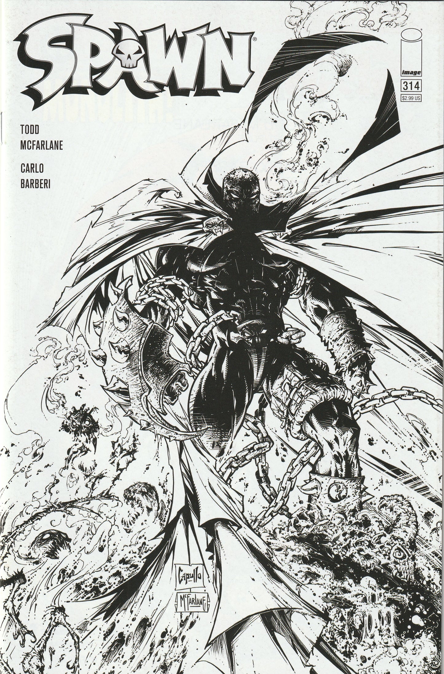 Spawn #314 (2021) - Incentive Greg Capullo & Todd McFarlane Black & White Cover