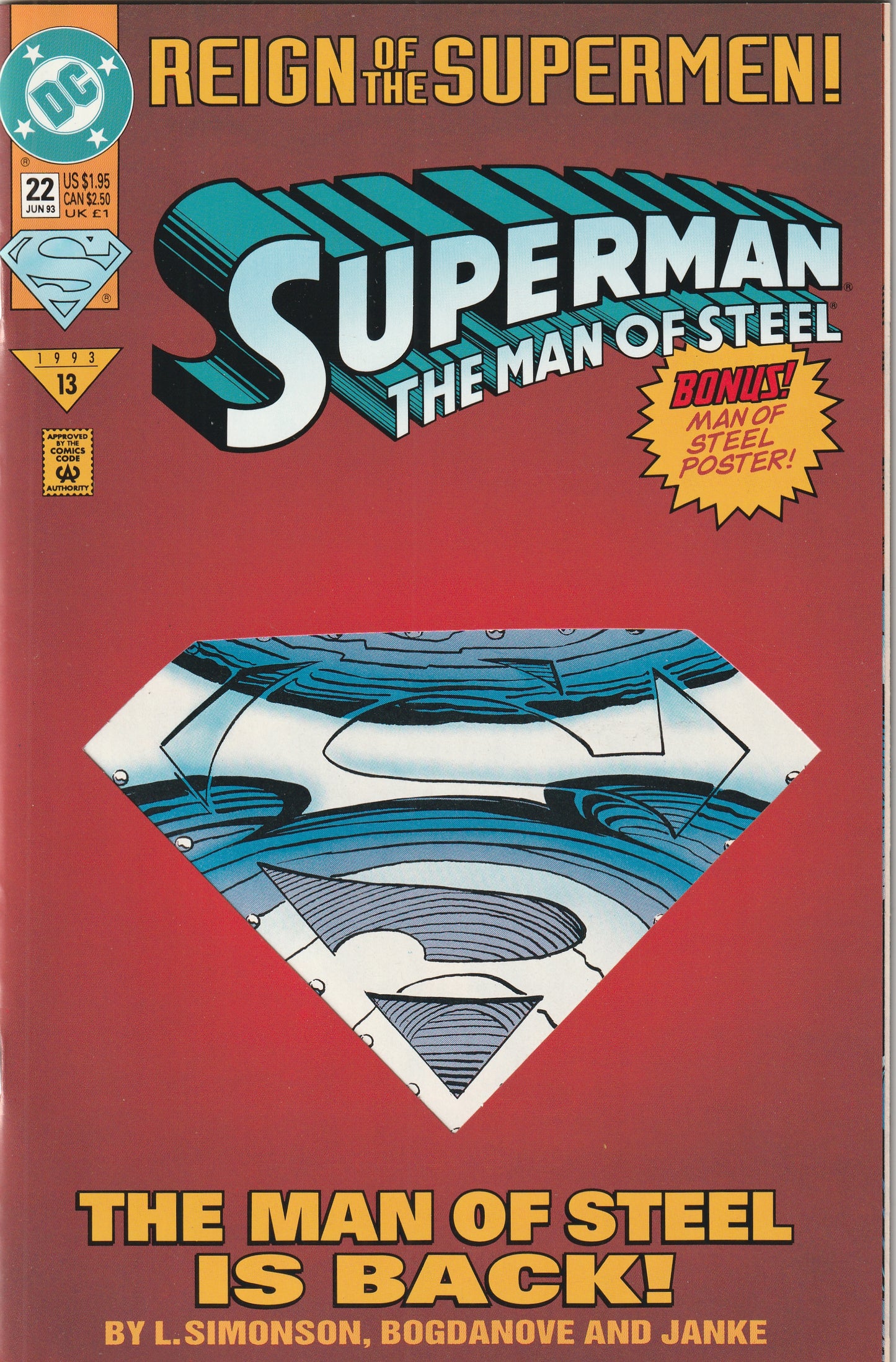 Superman: The Man of Steel #22 (1993) - Reign Of The Supermen pt.2. Collector's edition
