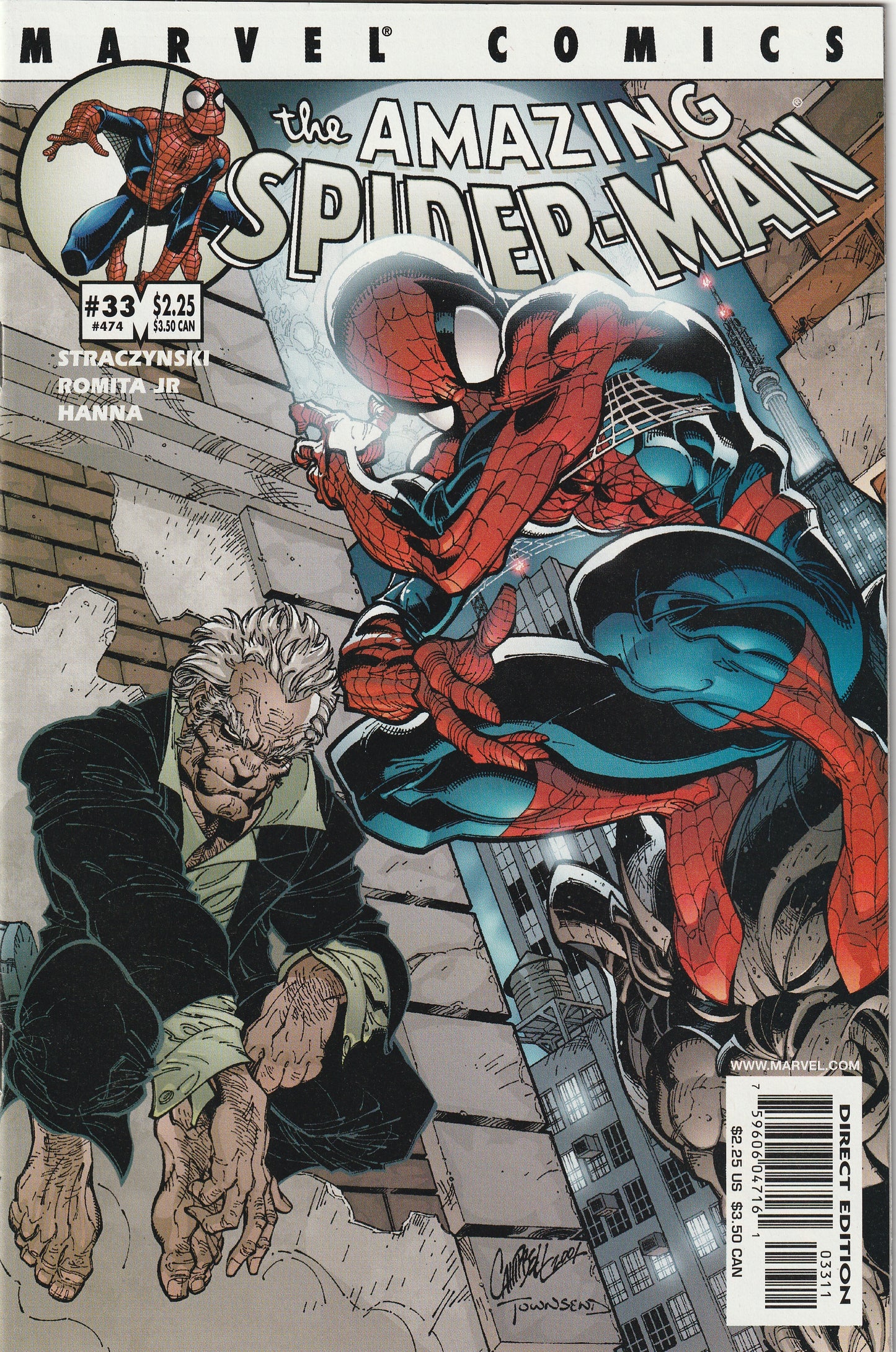 Amazing Spider-Man Vol 2 #33 (#474) (2001) - Morlun and Ezekiel Appearance, J. Scott Campbell cover