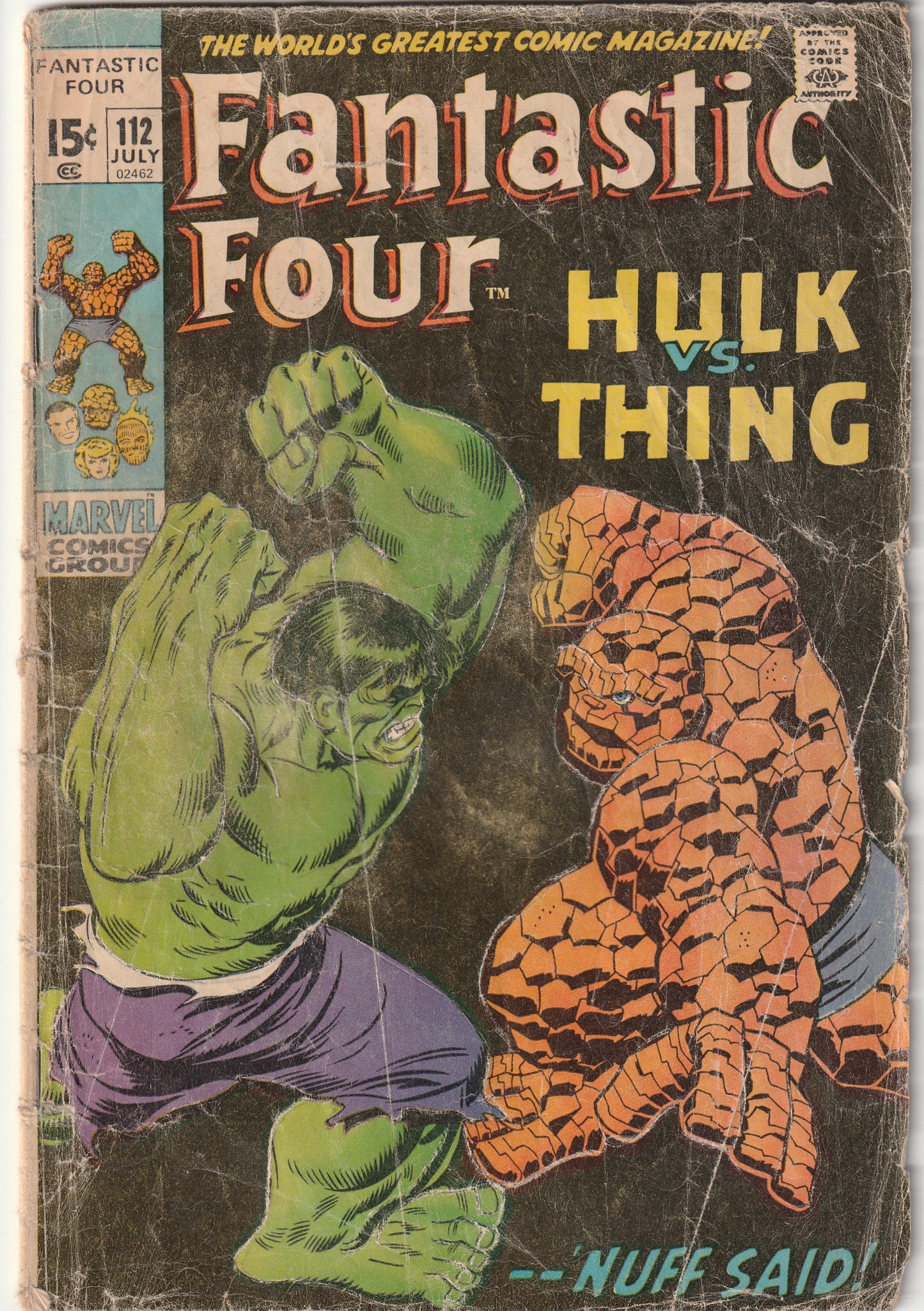 Fantastic Four #112 (1971) - Hulk vs. The Thing. Classic John Buscema Black cover