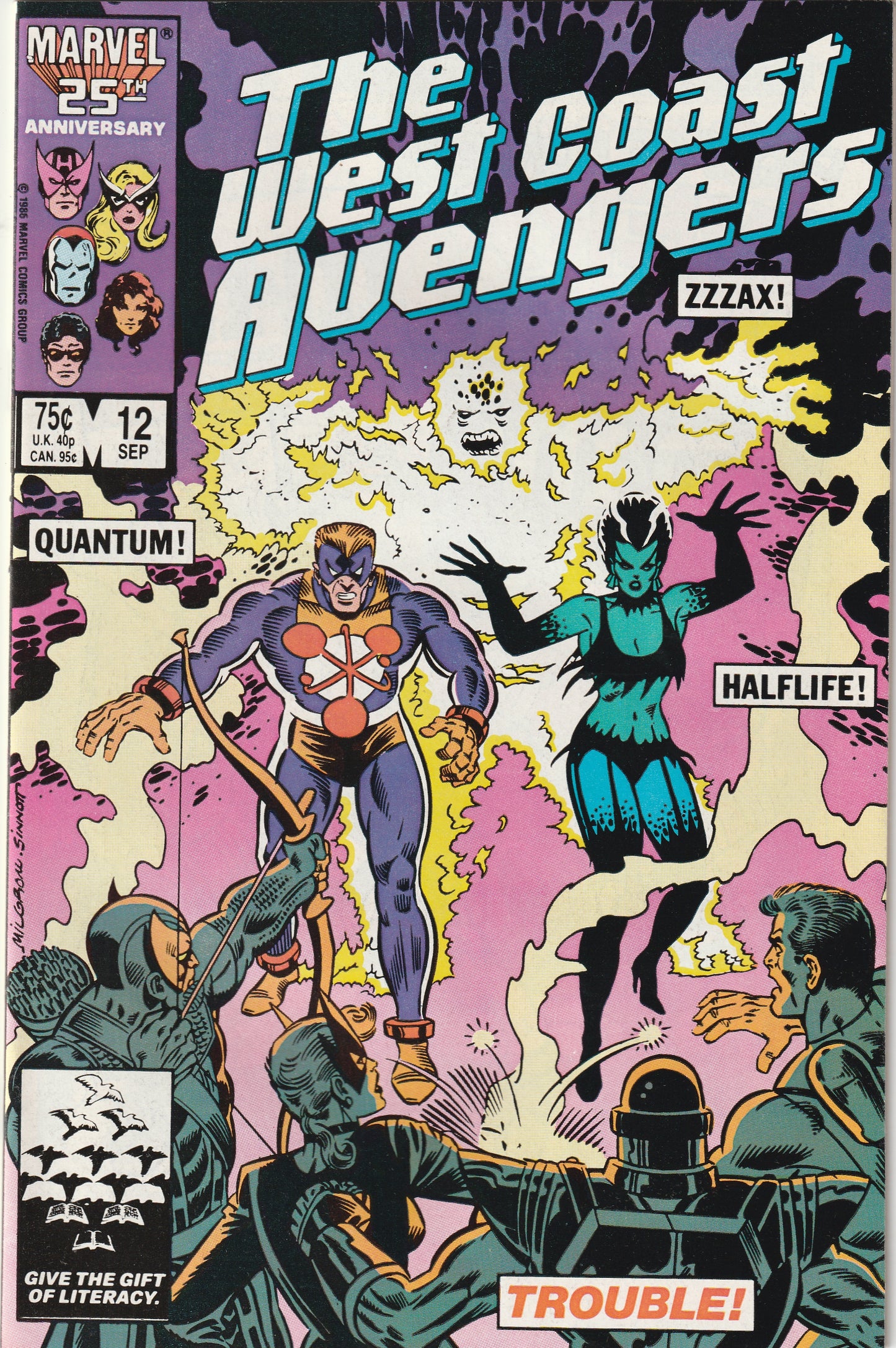West Coast Avengers #12 (1986) - 1st Appearance of TROUBLE (Halflife, Quantum & Zzzax)