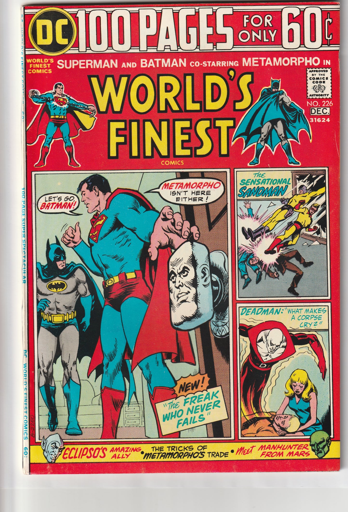 World's Finest #226 (1974) - 100 Pages, Neal Adams, Simon & Kirby, Toth reprint, Manhunter origin