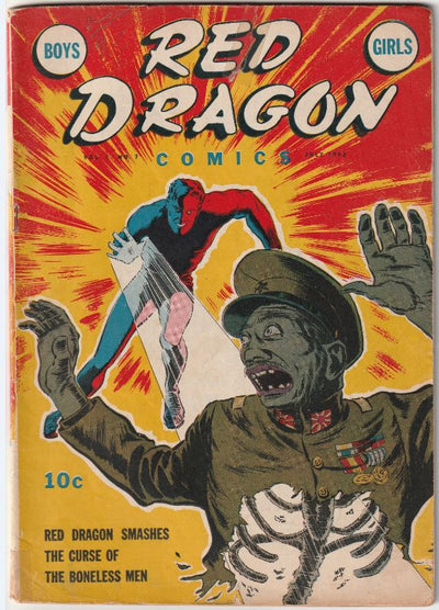 Red Dragon Comics #7 (1943) - Classic Japanese exploding soldier World War II cover