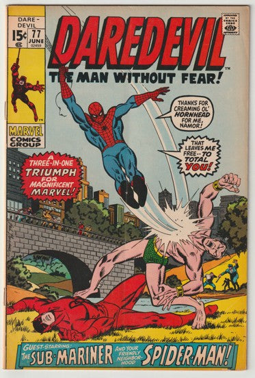 Daredevil #77 (1971) - Classic Sal Buscema cover, Spider-Man & Sub-Mariner Appearance