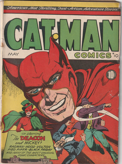 Cat-Man Comics #10 (Vol 2 #15, 1942) - Origin Blackout, Phantom Falcon begins