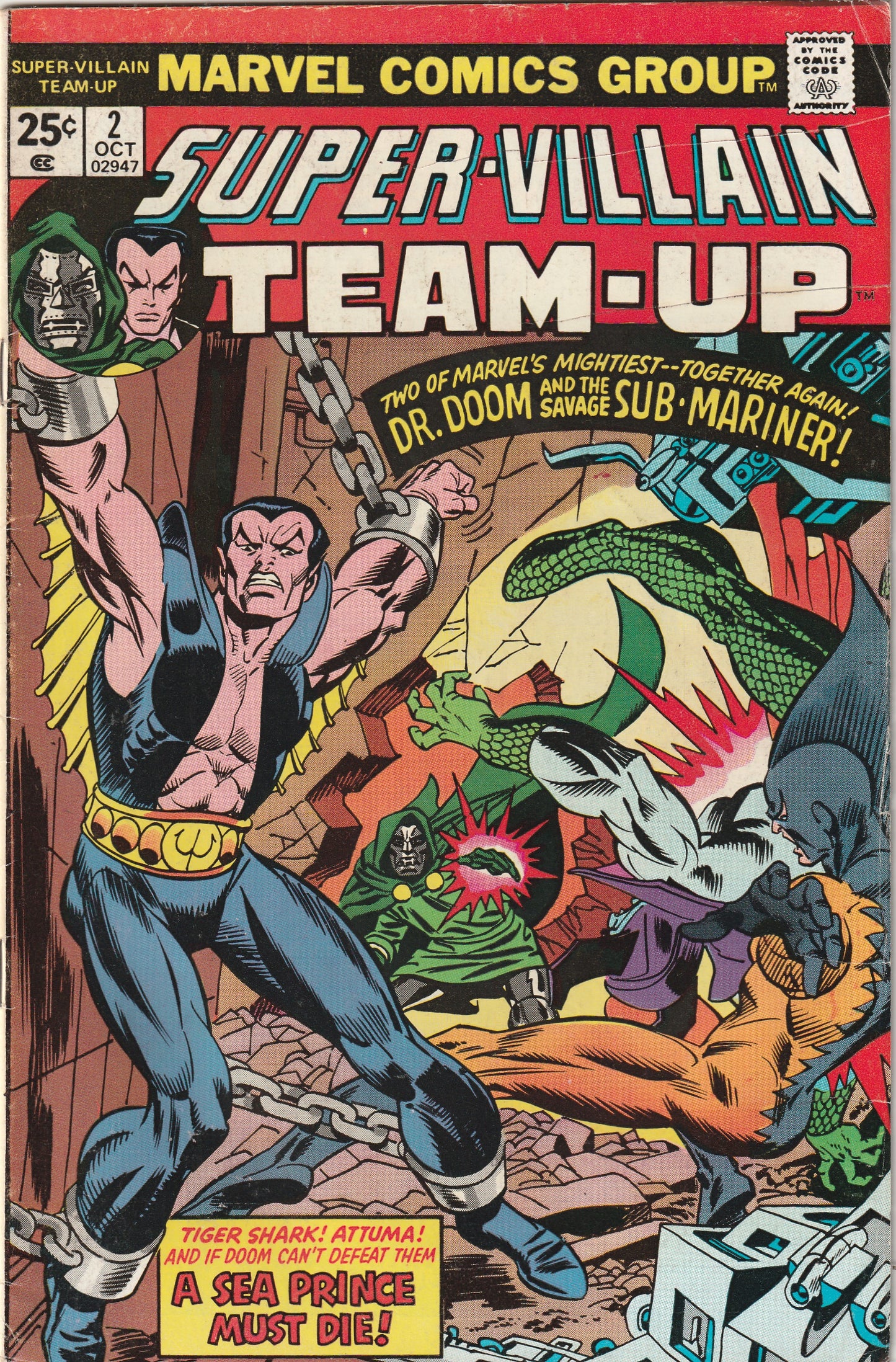 Super Villain Team-Up #2 (1975) - Tiger Shark, Dr. Lemuel Dorcas & Attuma Appearance