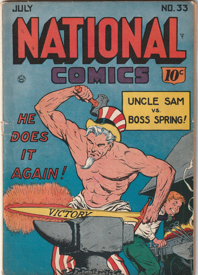 National Comics #33 (1943) - Chic Carter begins, Patriotic Uncle Sam cover