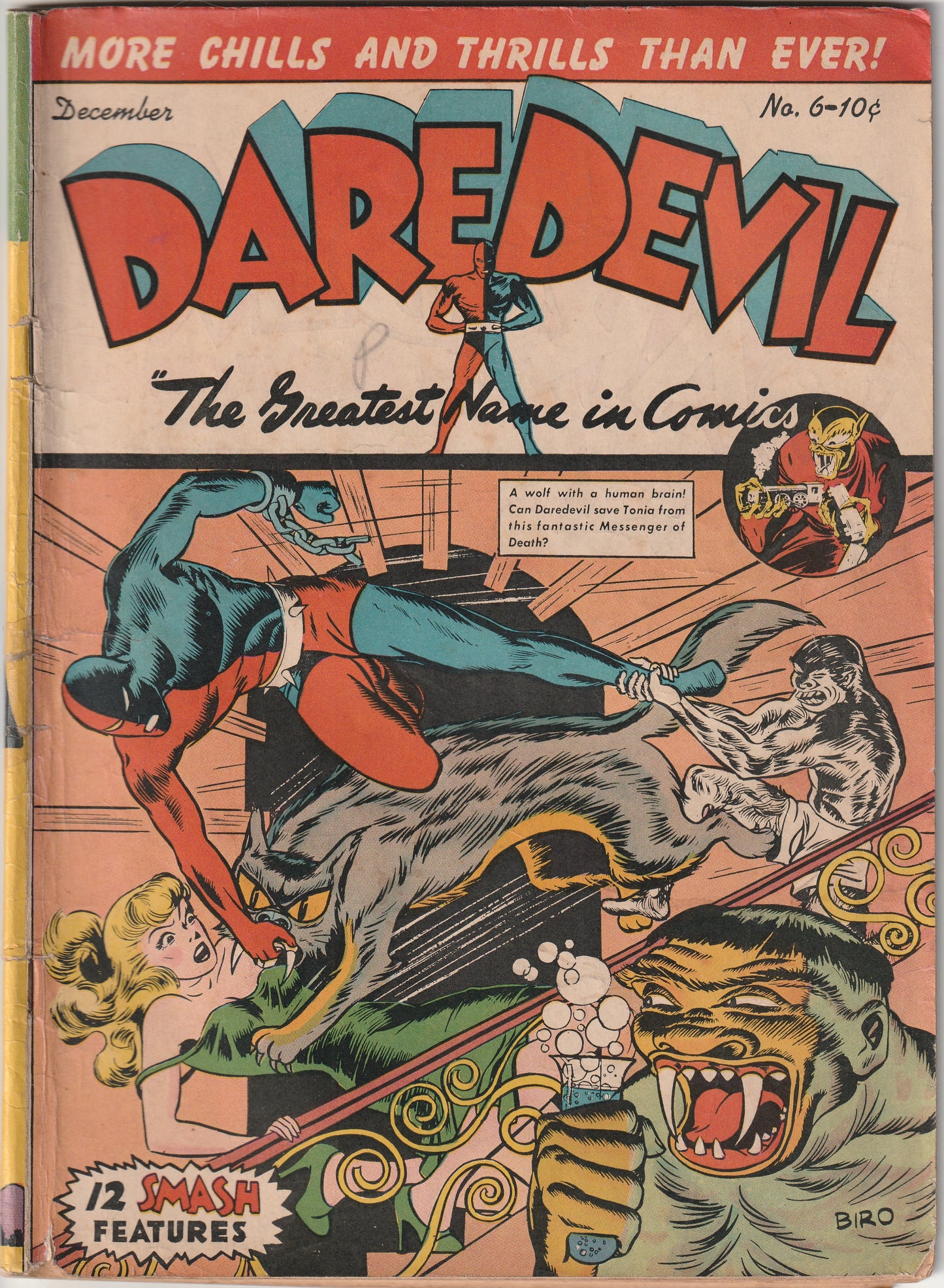 Daredevil #6 (1941) - Classic horror Charles Biro cover