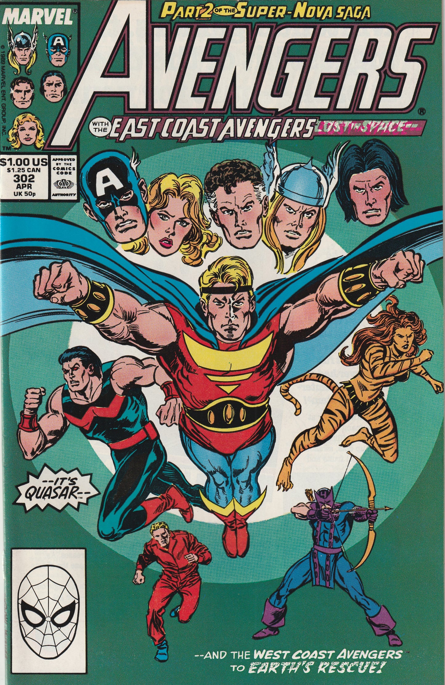 Avengers #302 (1989) - Re-Intro Quasar; West Coast Avengers appearance