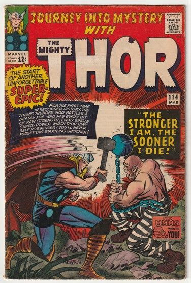 Journey Into Mystery #114 (1965) - With Thor, 1st appearance and origin of Absorbing Man