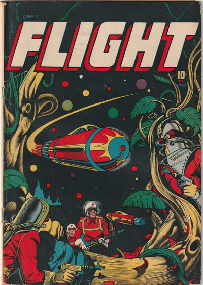 Captain Flight #11 (1947) - Classic sci-fi robot L.B. Cole cover