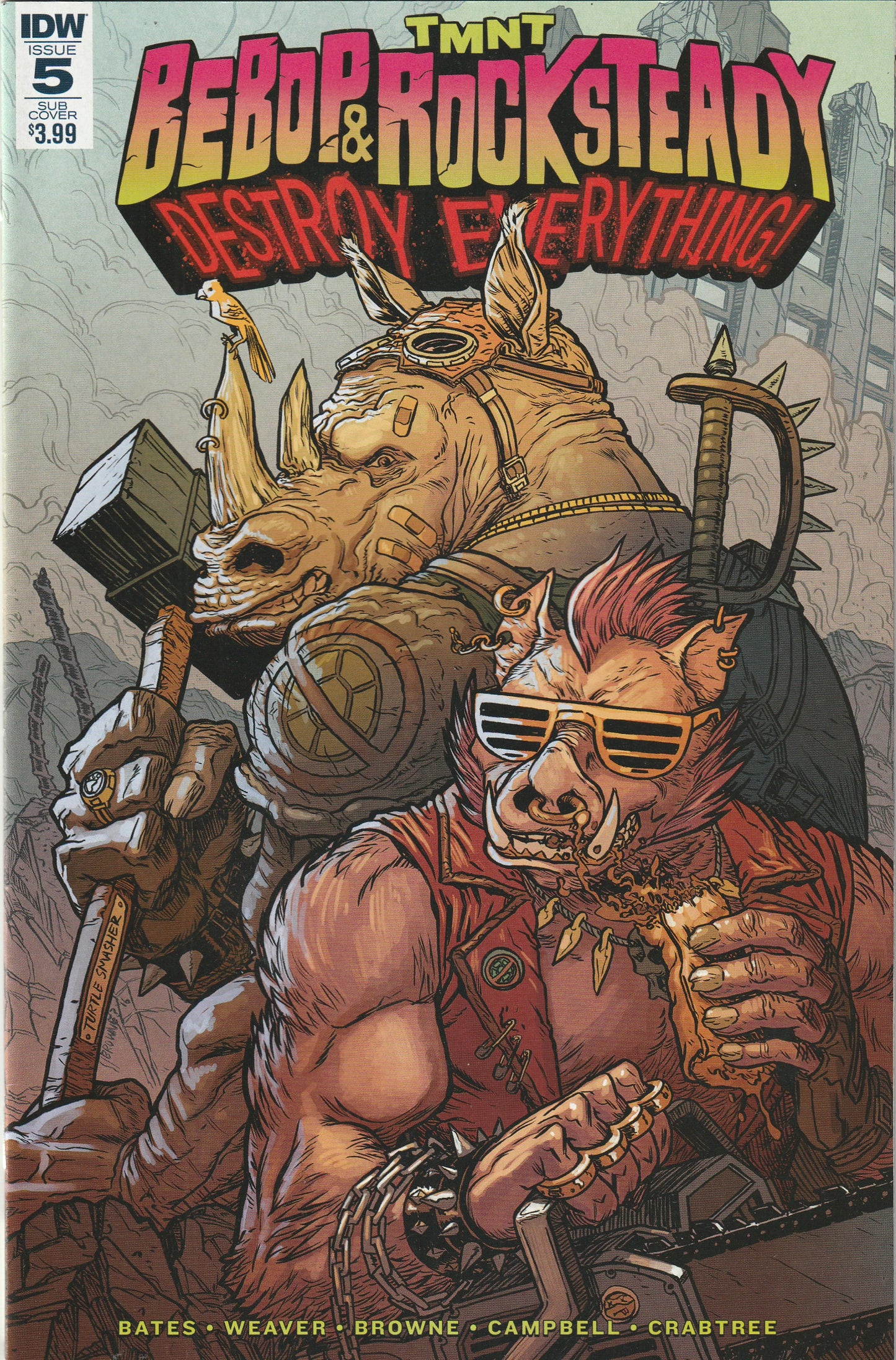 Teenage Mutant Ninja Turtles Bebop & Rocksteady Destroy Everything #5 (2016) - Ryan Browne Subscription Variant Cover