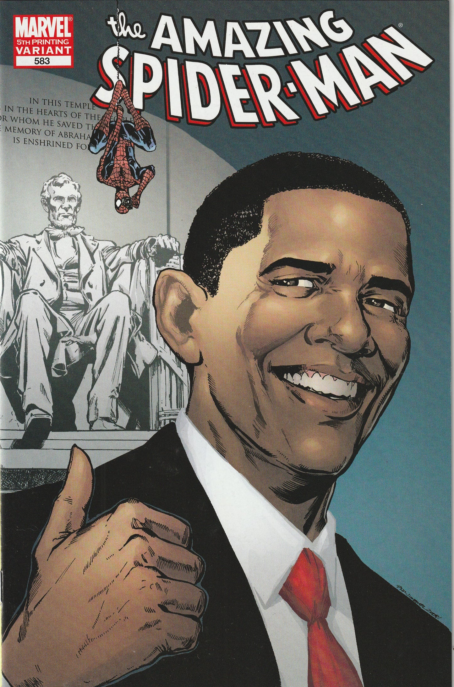 Amazing Spider-Man #583 (2009) - 5th Print Phil Jiminez Barack Obama Variant Cover