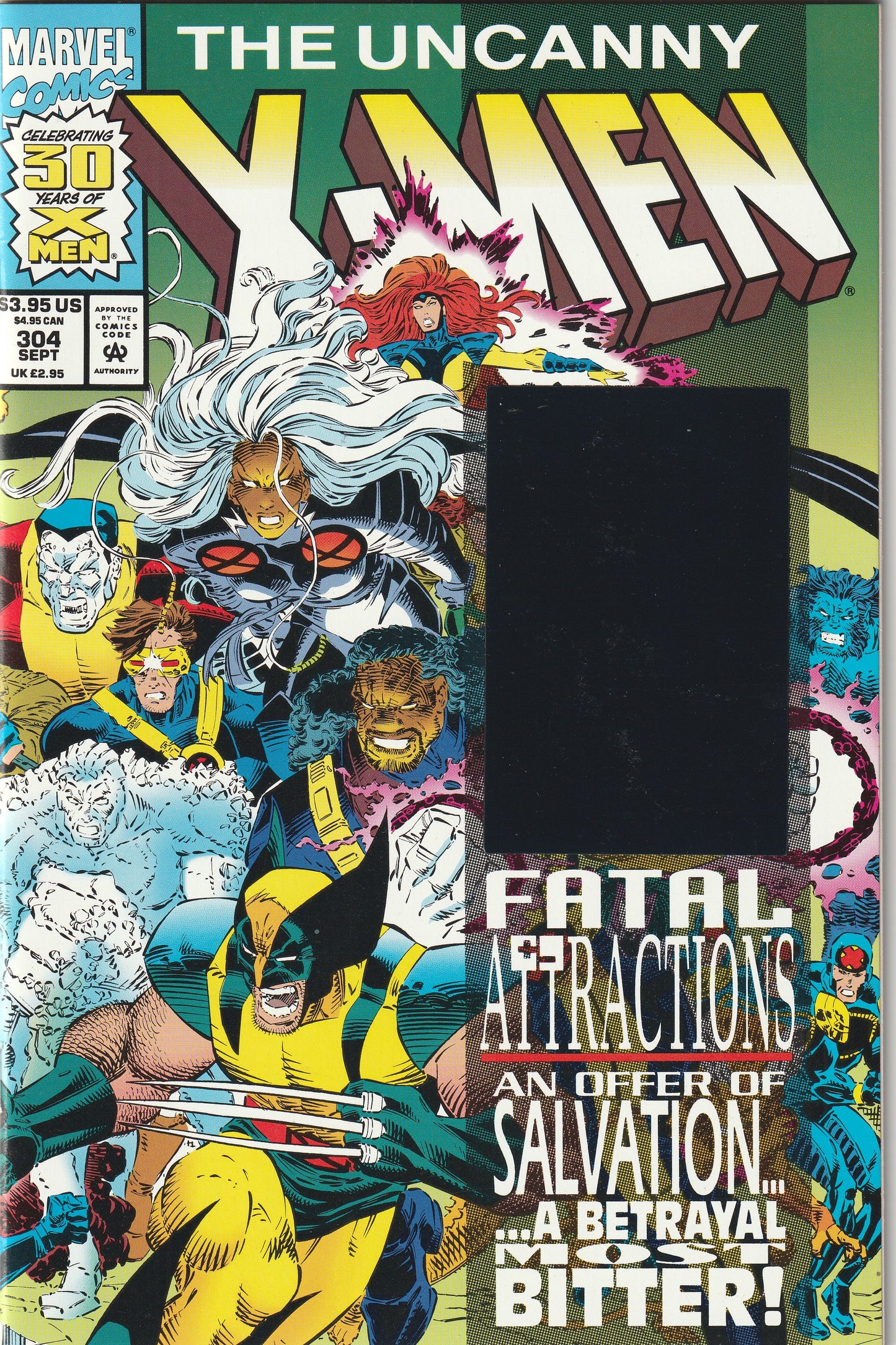 Uncanny X-Men #304 (1993) - Hologram card attached to cover