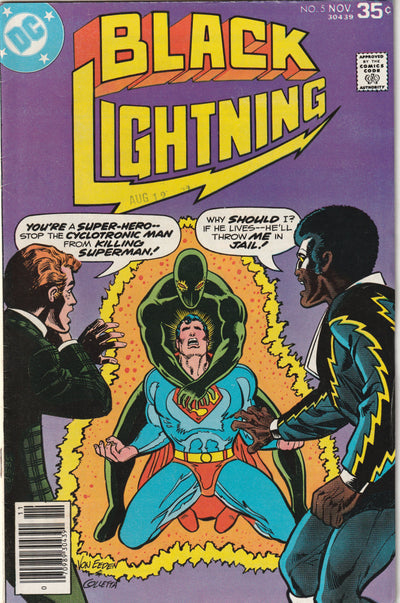 Black Lightning #5 (1977) - Superman & Cyclotronic Man Appearance