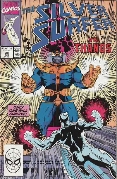 Silver Surfer #38 (1990) - Silver Surfer battles Thanos