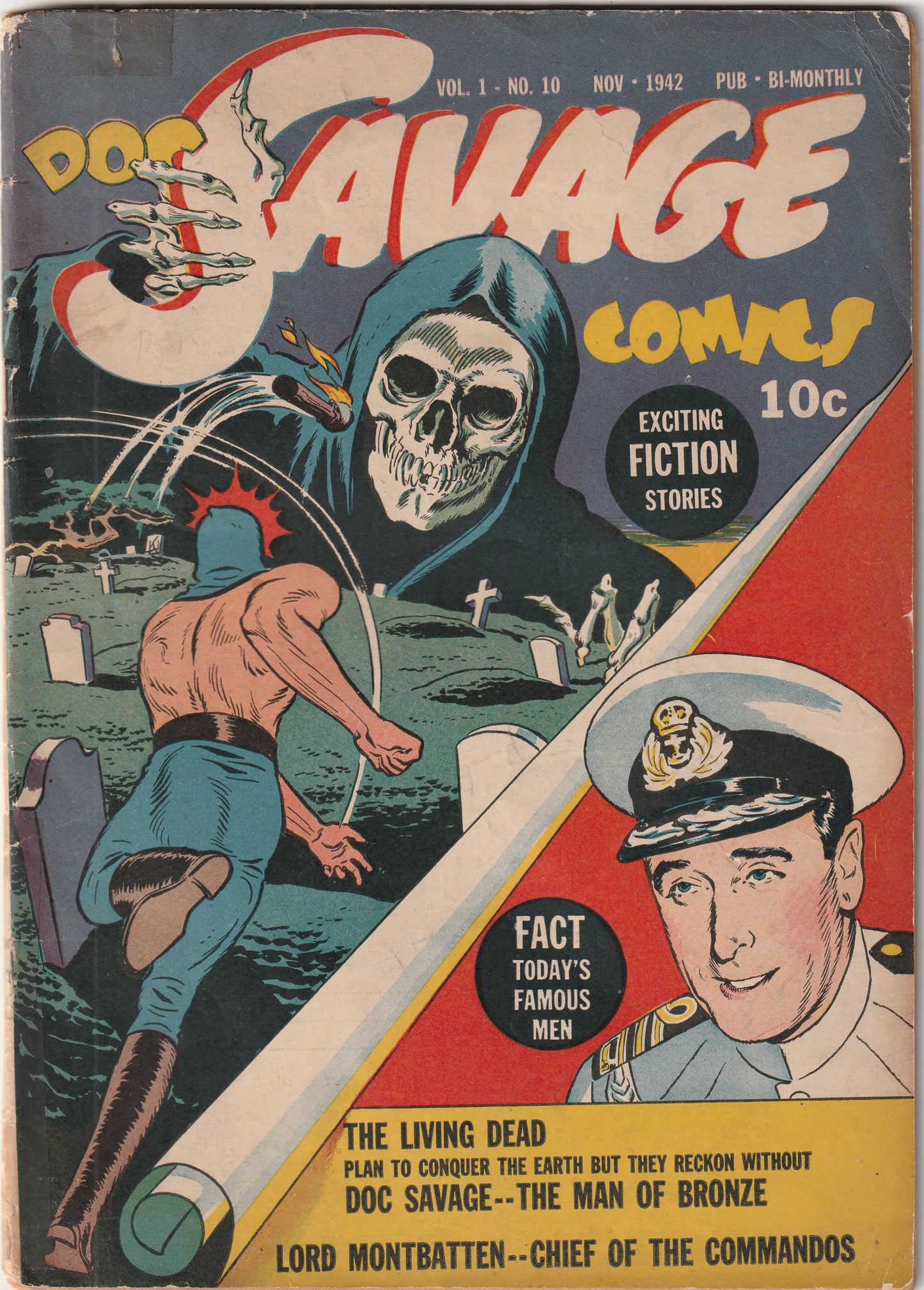 Doc Savage Comics #10 (Vol 1, 1942) - Origin & only appearance of The Thunderbolt