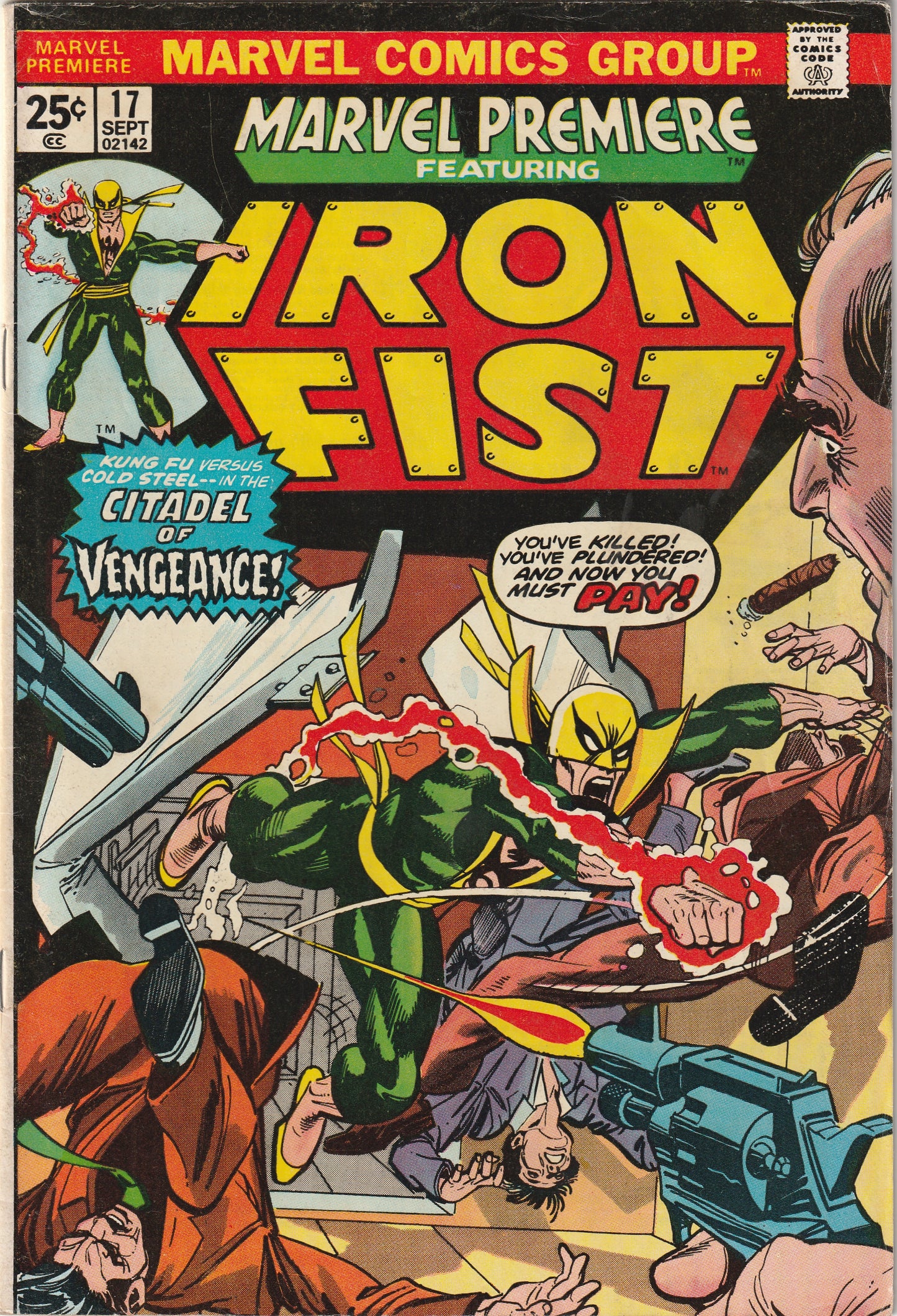 Marvel Premiere #17 (1974) Featuring Iron Fist - 1st Appearance of Triple-Iron.
