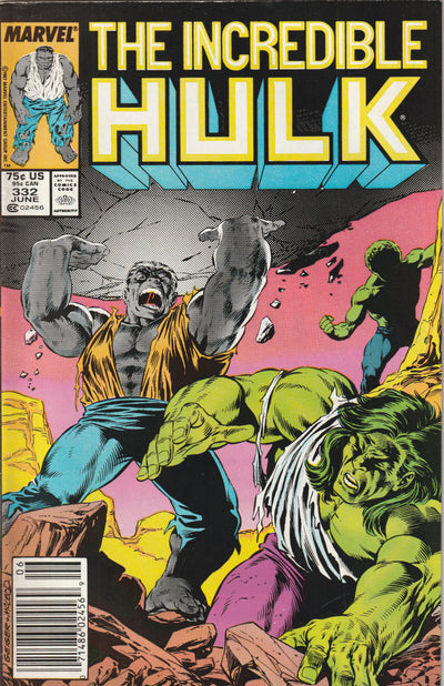 Incredible Hulk #332 (1987) - Todd McFarlane Grey Hulk & Leader VS Green Hulk - Newsstand edition