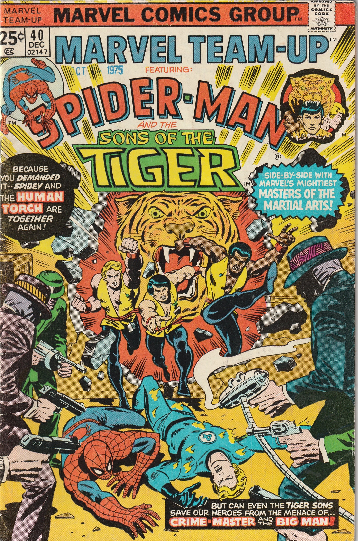 Marvel Team-Up #40 (1975) - Spider-Man & Sons of the Tiger - Human Torch appearance