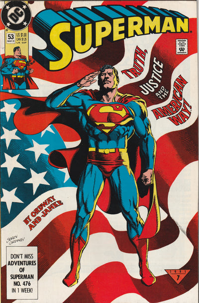 Superman #53 (Vol 2, 1991) - Superman (Clark Kent) reveals identity to Lois Lane