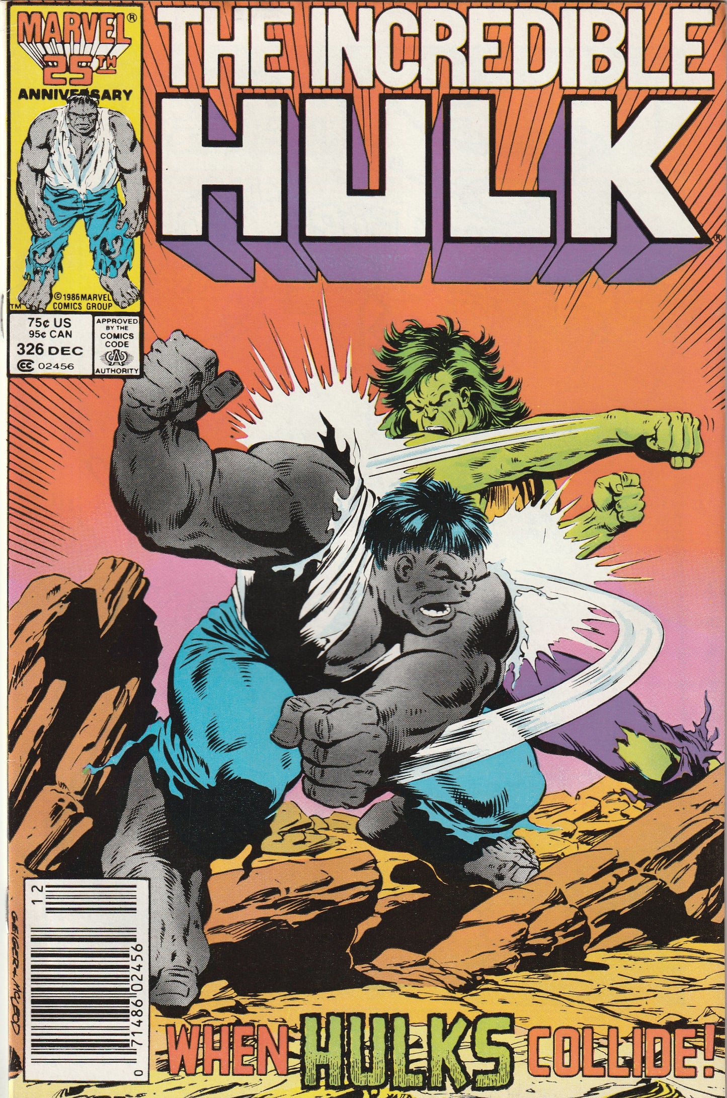 Incredible Hulk #326 (1986) - Grey Hulk vs Green Hulk - Newsstand edition