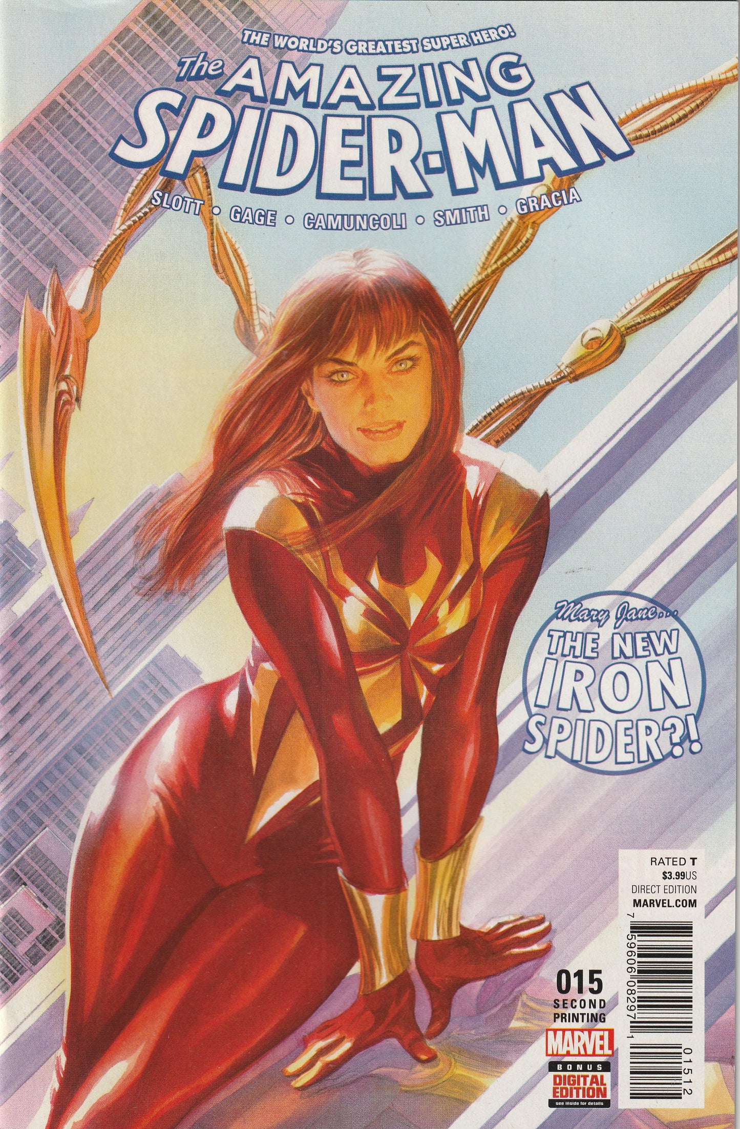 Amazing Spider-Man (Volume 4) #15 (2016) - 2nd Print, 1st appearance of Mary Jane Watson as Iron Spider II