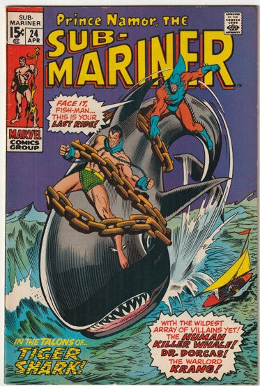 The Sub-Mariner #24 (1970) - Tiger Shark, Krang, Orka Appearance