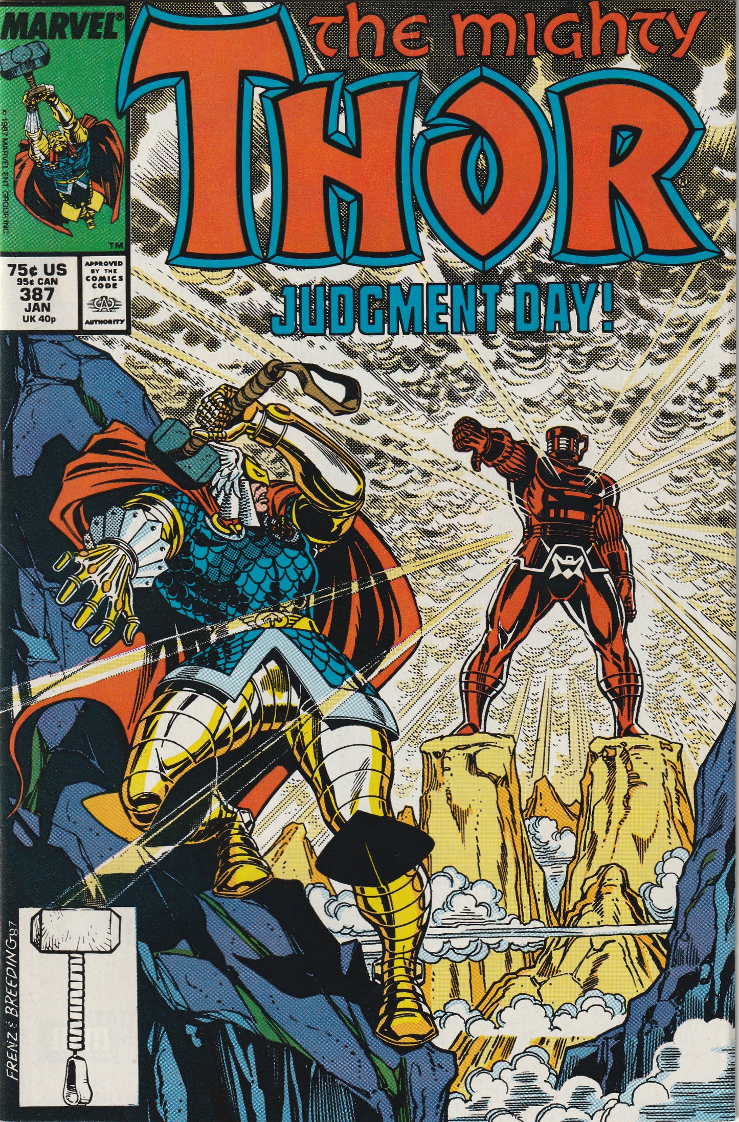 Mighty Thor #387 (1988) - Thor Battles the Celestials. Arishem Appearance, 1st Cameo Appearance of Exitar the Exterminator.