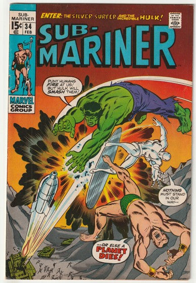 The Sub-Mariner #34 (1971) - 1st Appearance of Namor, Hulk and Silver Surfer as Titans Three