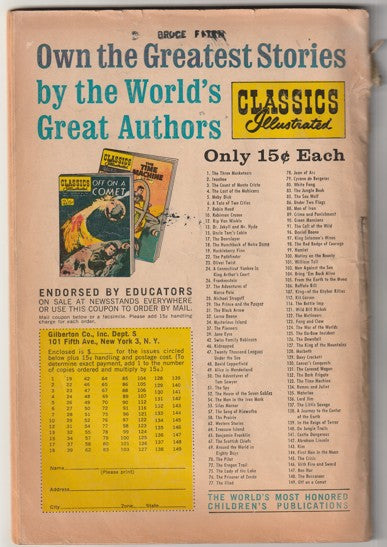 Classics Illustrated Special Issue #138A - Adventures in Science (1957)