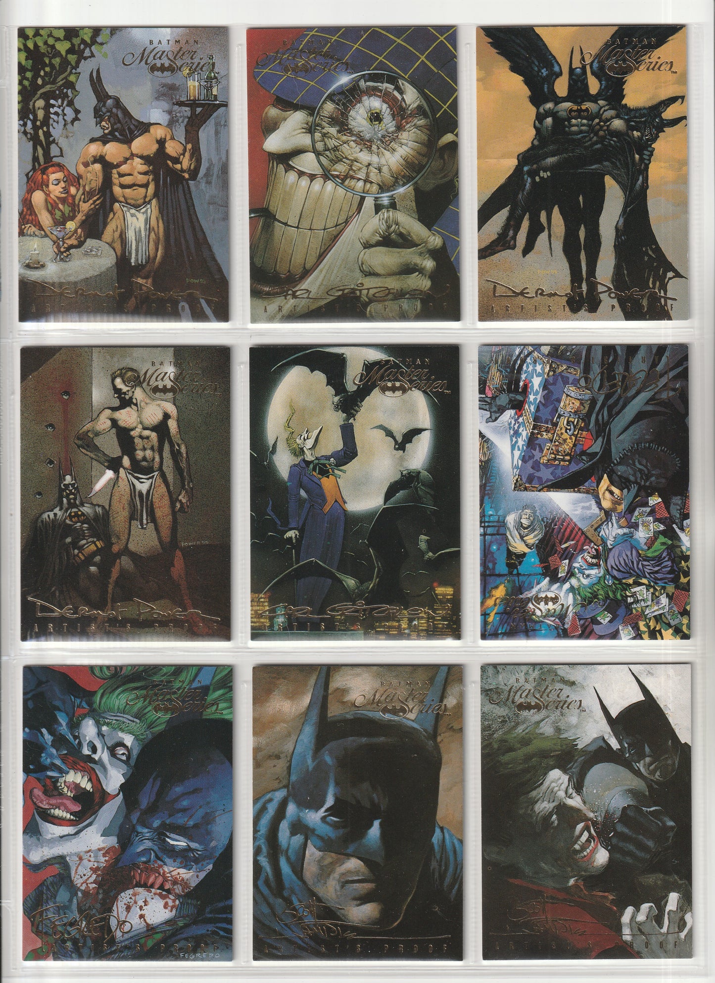1996 Skybox - Batman Master Series - Complete Artist Proof base set with inserts