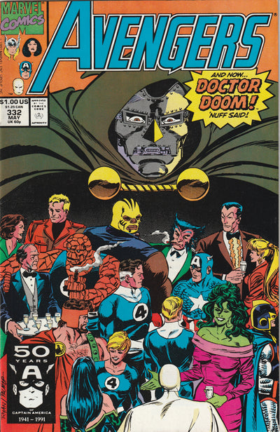 Avengers #332 (1991) - Wolverine, Doctor Doom, New Warriors, Fantastic Four, Black Knight Appearance.