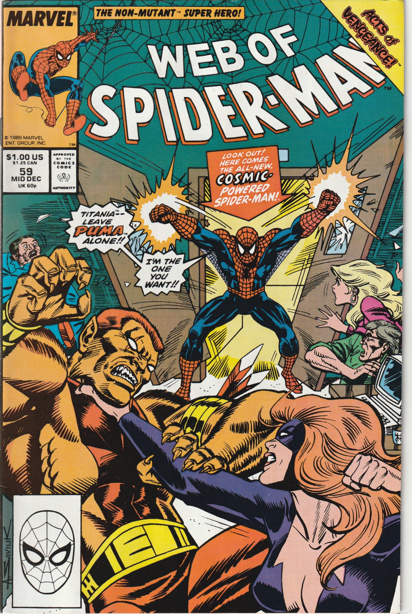 Web of Spider-Man #59 (1989) - Cosmic Spider-Man, Titania Appearance