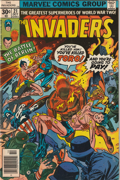 The Invaders #21 (1977) - Original Human Torch & Toro Appearance, Reprints Marvel Mystery